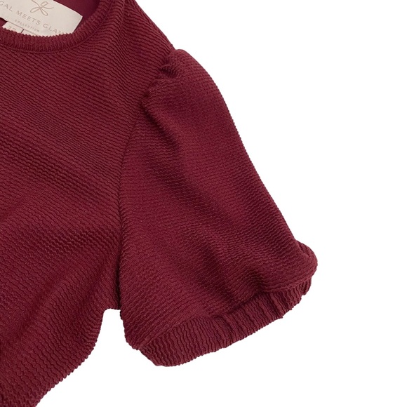 Gal Meets Glam Red Vino Kristen Puff Sleeve Fit And Flare Pocket Dress, Size 12 - Picture 5 of 16